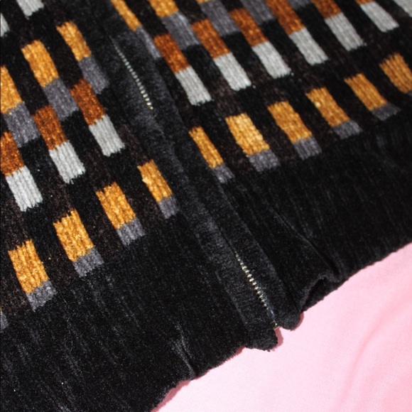 VTG 90s RAFAELLA Black/Camel/Grey Geometric Print Velour Track Jacket Sz Medium - Picture 9 of 11